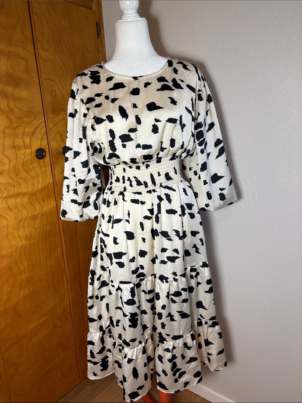 orange creek Black & Cream Spot Print Midi Dress
